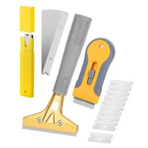 베이츠- 면도날 스크래퍼 세트, 2팩, 1.5인치 및 4인치 면도기 도구, 20개의 추가 탄소강 칼날, 창문용 유리 스크래퍼, 청소용 페인트 블레이드