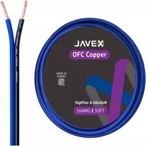 JAVEX 16게이지 AWG 오디오 스피커 와이어 케이블 50피트 OFC 무산소 구리 자동차용 스테레오 하이파이 홈