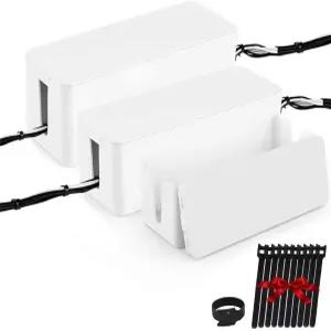 [3개 세트] 케이블 관리 상자 정리함 책상 TV 컴퓨터 USB 허브 커버 및 숨기기 위한 시스템 전원 스트립