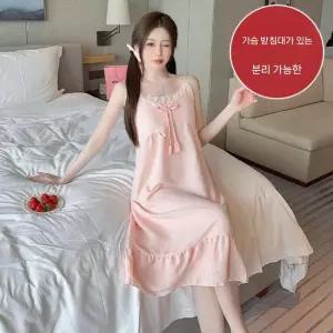 수피 치마 하계 커플 잠옷세트 빅사이즈 슬립 패드 얇은 나시 와이드 파자마 JEN2
