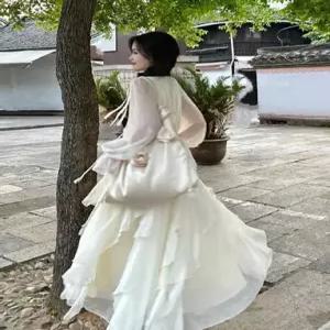 엘럽 여사친 원피스 추동 춘추 프릴 프렌치 롱스커트 공주 쉬폰 원템3