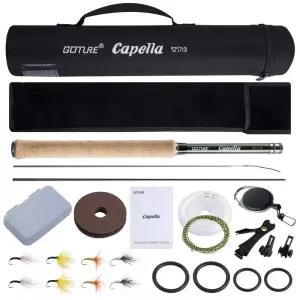 Goture Tenkara 플라이 낚시대 콤보 3.6m 초경량 탄소 섬유 막대 라인 루어 클리퍼 휴대용 세트 태클