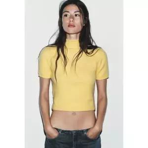 ZARA 소프트 니트 쇼트 슬리브 스웨터 - 노랑