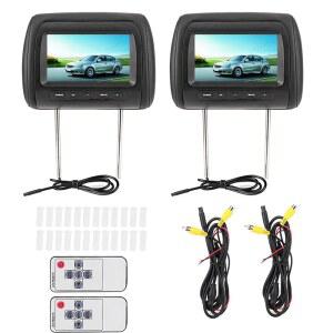 2pcs 헤드레스트 모니터 7인치 DVD 플레이어 듀얼 휴대용 자동차 비디오 HD LCD 디지털 스크린 MP5