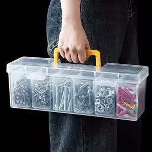 7pcs 다기능 가정용 하드웨어 도구 상자 투명 휴대용 보관 렌치 및 나사 부품 정리