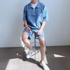헬스옷 남성 데님셋업 운동복 아노락 반팔 반바지 세