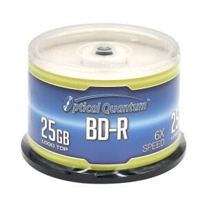 광학 양자 OQBDR06LT50 6X 25GB BDR 단층 블루레이 기록 가능한 빈 미디어 로고 상단 50디스크 스핀들