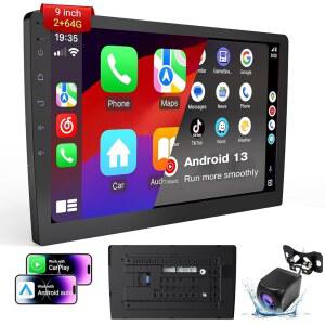 무선 CarPlay Android Auto가 탑재된 Haudio 9 더블 딘 카 스테레오 9인치 HD 터치스크린 블루투스 GPS 내비게이션 백업