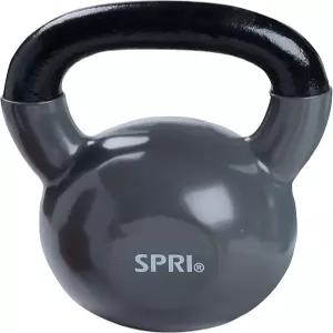 SPRI 케틀벨 웨이트 디럭스 주철 비닐 코팅 컴포트 그립 와이드 핸들 컬러 코딩 세트