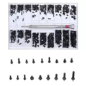 WlaoDS 500개 소형 교체 나사 M1.2/M1.4/M2.0 블랙 타이니 노트북 컴퓨터 전자 구색 키트 안경 시계 하드