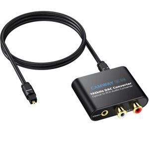 캠웨이 디지털아날로그 오디오 변환기 192kHz 광RCA 광3.5mm DAC SPDIF /Toslink 어댑터 HDTV DVD 블루레이 플레이어 게임 콘솔에서 3.5mm /RCA 플러그 앤 플레이 가능