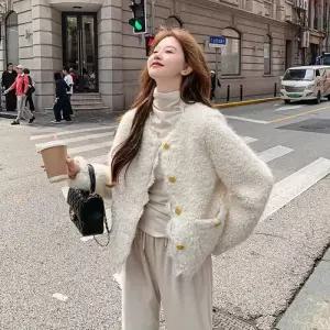 여성용 모피코트 램스울 코트 레이스 쇼트 톱 OP1