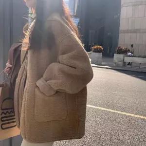 여성 부드럽고 모피코트 코트 봄가을 스웨이드 쇼트 도톰한 OP3