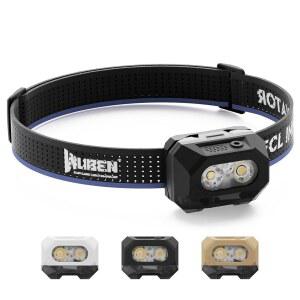 WUBEN H4 LED 헤드램프 충전식, 800루멘 슈퍼 브라이트 헤드램프, 모션 센서가 장착된 IP68 방수 빨간불이 헤드라이트 손전등 10 모드, 캠핑 낚시 및 하이킹 장비