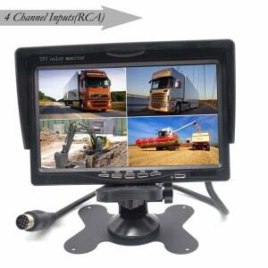 패더시 7인치 TFT LCD 자동차 후방 뷰 쿼드 스플릿 모니터 리모컨 4채널 RCA 비디오 입력 4핀 충격 커넥터 12V24V 800 480H