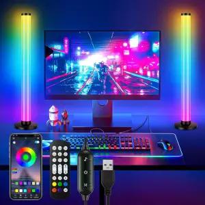 RGB 라이트 바 360 풀스크린 조명 객실용 2x16.5인치 스마트 IC LED 리모컨이 있는 음악 동기화 TV 앱 제어