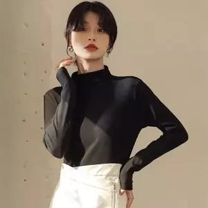 여성 하프넥 소프트 목폴라티 티셔츠 SD251046