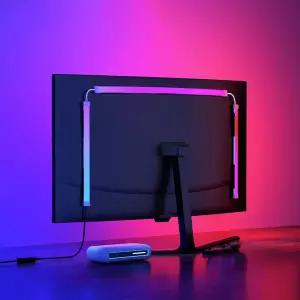 PC 및 Mac용 피오투라 모니터 LED 백라이트 화면 색상이나 음악과 동기화되는 RGBIC 스트립 조명 뒤 컴퓨터