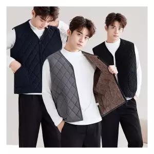 남자 겨울 보온 방한 골지 퀼팅 누빔 양털 후리스 기모 집업 깔깔이 조끼