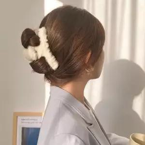 뒷머리집게핀 데일리 올림머리 여성 털집게핀 밍크 퍼 헤어집게