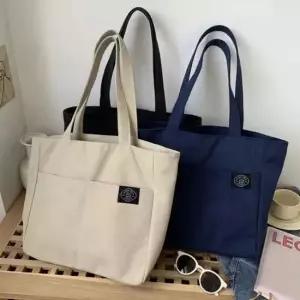 더블포켓 심플 여성용 데일리 숄더 캔버스 에코백 3컬러 캔버스에코백 여성숄더백가방