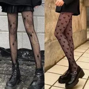 여성스타킹 하트피크스타킹 망사 여성 별 블랙 포인트 메쉬 패션