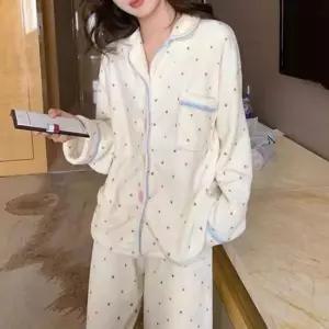 긴팔잠옷 따뜻하고 부드러운 플리스 소재 겨울 수면 파자마세트