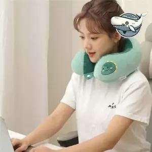 편안한 차량용 여행 목쿠션 입체형 낮잠베개 똑딱이