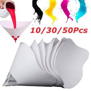 호환 10/30/50Pcs 100 메쉬 일회용 페인트 필터 깔때기 범용 마이크론 파인 메쉬 페인트 필터 콘 종이 체 산업 용품