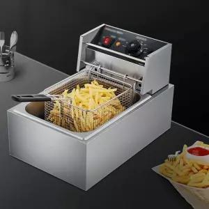 상업용 팻 프라이어 바구니 딥 2500W 10L 스테인리스 스틸 전기 조리대 튀김기 뚜껑 감자튀김용 치킨 새우