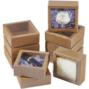 호환 16개 크래프트 종이 서랍 상자 3 2x3 3x1 3인치 정사각형 수제 비누 상자 빈 태그 소형 판지 선물 포장 상자