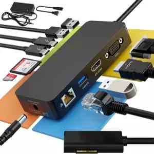 Surface Pro 도킹 스테이션 듀얼 모니터 4K@60Hz HDMI+VGA 11 in 1 Dock 2 USB C 트래블 서피스 Microsoft