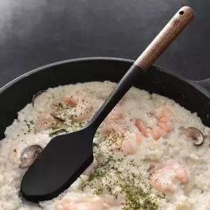 멀티 실리콘 스패츌라 블랙 주방용 나무 손잡이 스패츌라 조리용