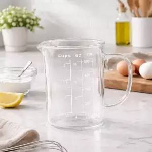 내열 유리 계량 컵 500ml 유리 계량 컵 다용도 스파우트 베이킹 눈금