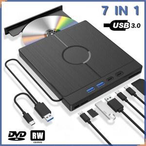 CD롬 플레이어 7IN1 USB 외장 CD DVD RW 윈도우 드라이브 PC용 버너 리더 노트북