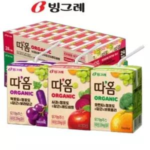 빙그레 따옴 오가닉 주스 혼합3종 120ml 72팩 사과 오렌지 적포도 유기농주스