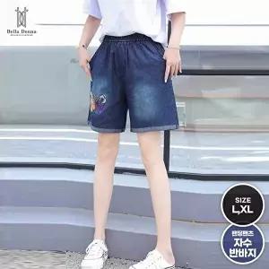 [벨라도나]벨라도나 여성 여름 레트로 자수 데님 숏팬츠 청반바지 Bon-2703