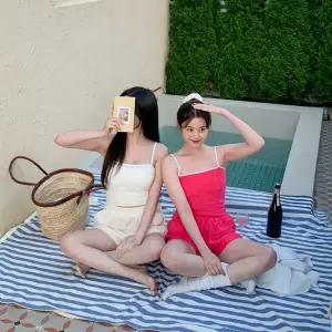 여성용 핫팬츠 고무줄 끈탑 테리 세트 바지 셋업