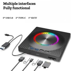 CD롬 플레이어 노트북 PC용 7IN1 외장 드라이브 USB 슬롯 DVDRW CD 휴대용 카드 TFSD 버너 BD TYPEC