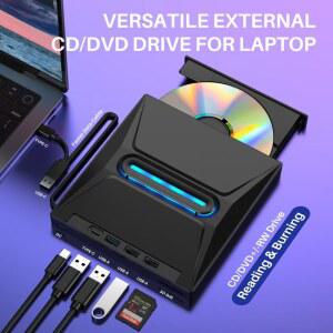 CD롬 플레이어 2026 외장 버너 CD DVD 카드 허브코 SD 노트북 리더 드라이브 데스크탑용 ROM RW