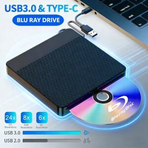 CD롬 플레이어 외장 DVD 드라이브 USB3 휴대용 BD 윈도우 노트북 PC 버너 컴퓨터 리더 CD 맥용