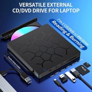 CD롬 플레이어 USB3 외장형 CD DVD 드라이브 TFSD 라이터 버너 데스크탑 콘센트 윈도우와 플레이 휴대용 카드 노트북 리더기 호환