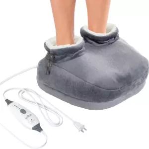 퓨어 인리치먼트 릴 디럭스 풋 워머 - 4가지 열 설정 범용 크기 부드러운 마이크로밍크 셰르파 가정 또는