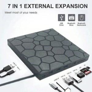 CD롬 플레이어 7IN1 USB3 TYPEC 외장 모바일 드라이브 콘센트 윈도우 OS 슬림 플레이 111087LINUX CDDVD 버너