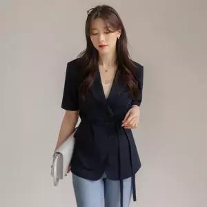 시크라인 XXL까지) 다에노 카라 허리끈 자켓 하객룩 오피스룩 모임룩 격식룩 빅사이즈