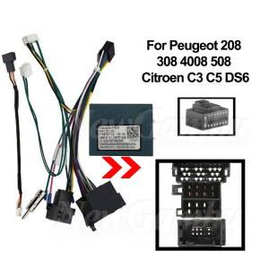호환 푸조 208 308 4008 508 시트로엥 C3 C5 DS6 캔버스 또는 캔버스 및 케이블, 안드로이드 플레이어 전원 케이블 오디오 어댑터, 16