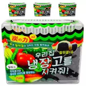 우리집 냉장고를 지켜줘 냉장고 숯 탈취제 탈취겔 냉장고용 250g 4개