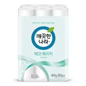 WL 깨끗한나라 에코베이직화장지 40MX30롤  WFLPO1T