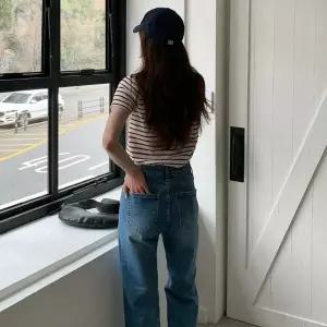 여성 H라인 워싱 진 팬츠 편한 허리밴드 바지