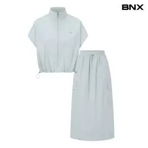 [BNX]하이넥 집업 자켓 밴딩 스트링 스커트 셋업 (BY2OP040L0)